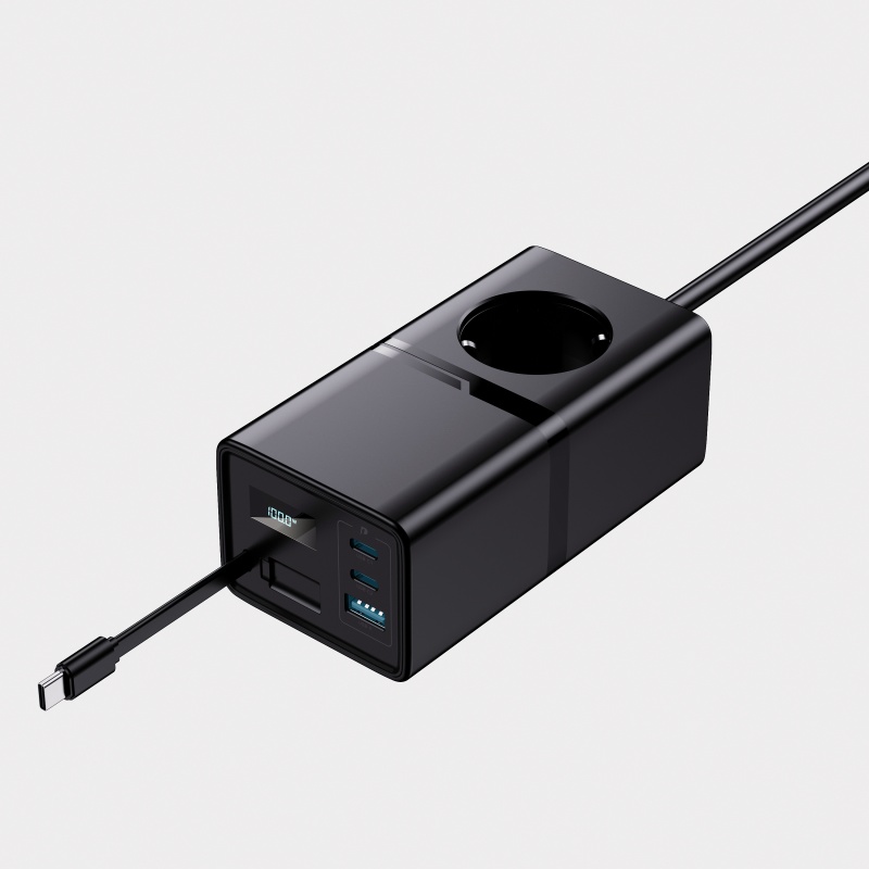 PD3.0 Настольный адаптер питания 65 Вт / 100 Вт со светодиодным выходом на дисплей и выдвижным кабелем для зарядки типа C